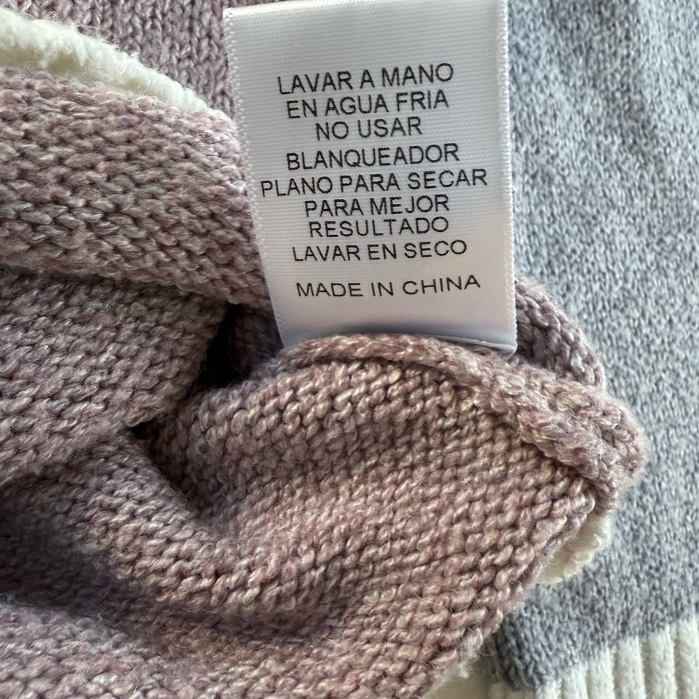 Stories~ 1/4 Zip Sweater~Women’s Med~Bloc Color~Cream/Gray/Mauve~Oversized~Cozy - Picture 10 of 11